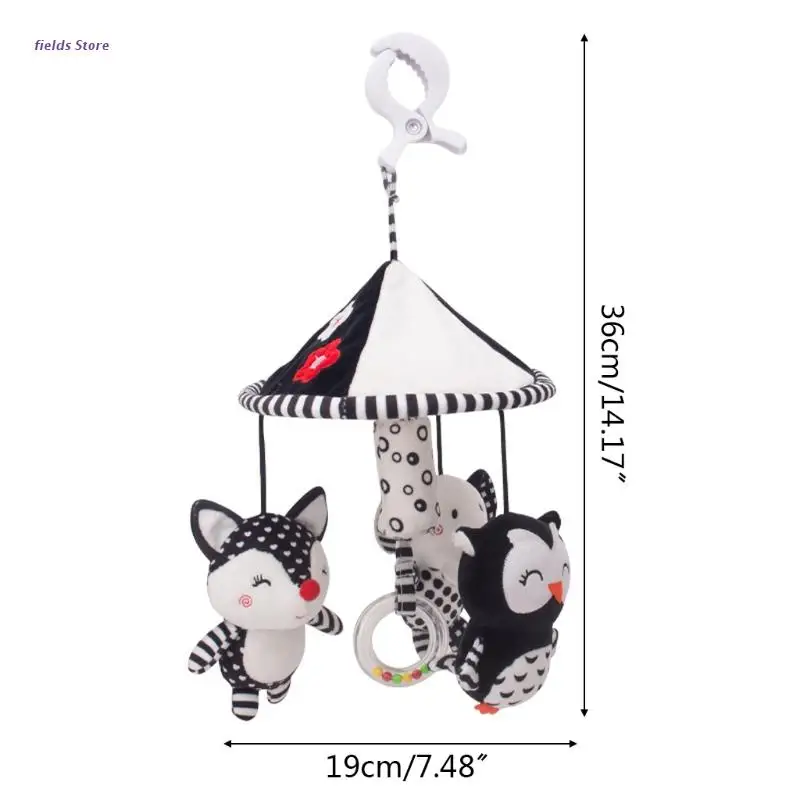 

Baby Stroller Rattle Toy Hand Bell Infant Sensory Toy Pushchair Hanging Pendant Plush Cartoon Animal Doll