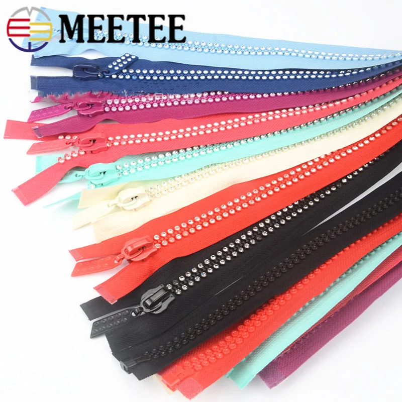 Meetee 1 шт./2 шт. 60 см 10 # блестящая молния из смолы с двойным бриллиантом для одежды