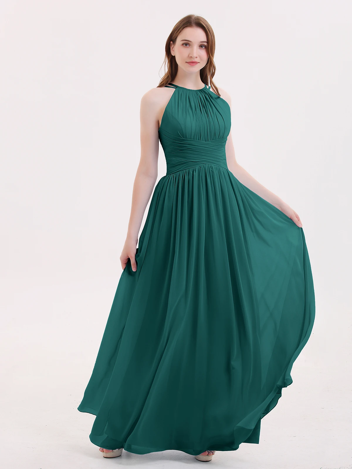 

Halter Chiffon Maxi Dress of Bridesmaid