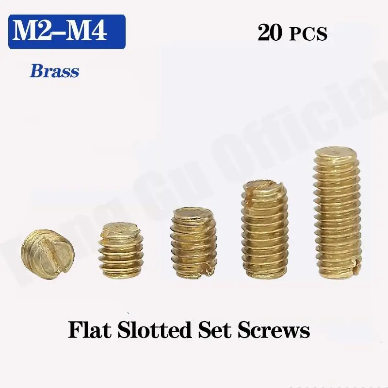 

20Pcs DIN551 GB73 M2 M2.5 M3 M4 brass bolts Headless screws grubs tighten Slotted set screws with flat point HW264