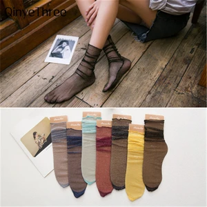 Новинка 2020, модные тонкие светлые золотые блестящие прозрачные литературные Ретро-носки для колледжа, студентов, молодых девушек