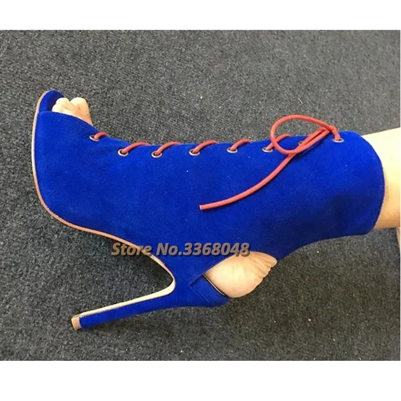 Online Stiletto Sepatu Bot Ikat Hak Tinggi Gaun Bot Musim Panas Berenda Suede Produsen Gambar Asli Wanita Potongan Sepatu Roma Hak Tinggi