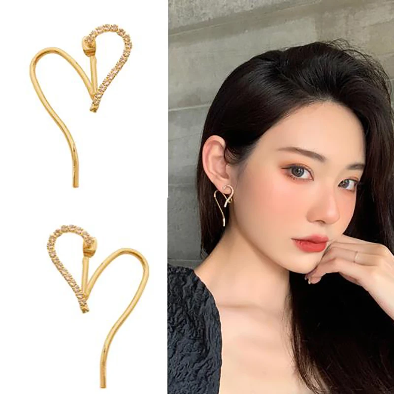 Корейский бренд новый дизайн лично металлические серьги с сердцем модные