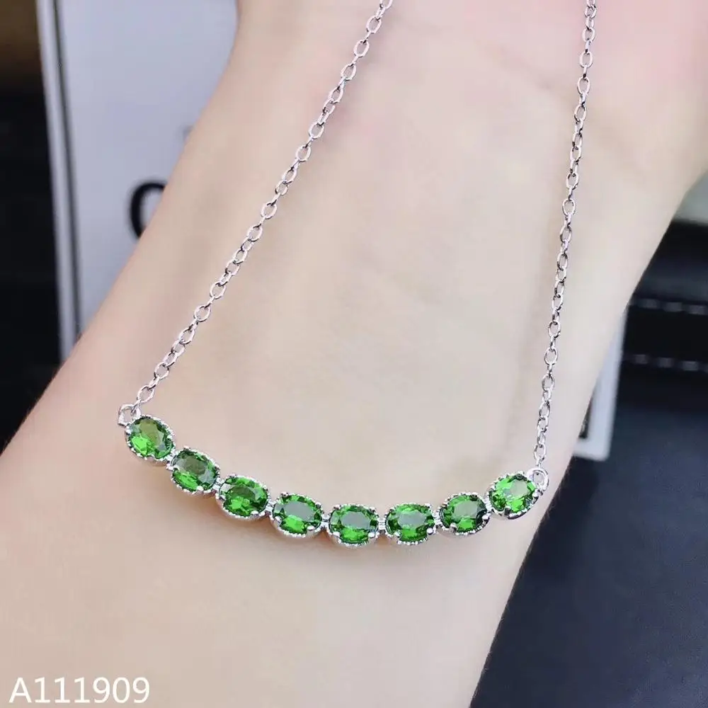 

KJJEAXCMY boutique jewelry 925 sterling silver inlaid Natural Diopside pendant Female necklace supports detection exquisite