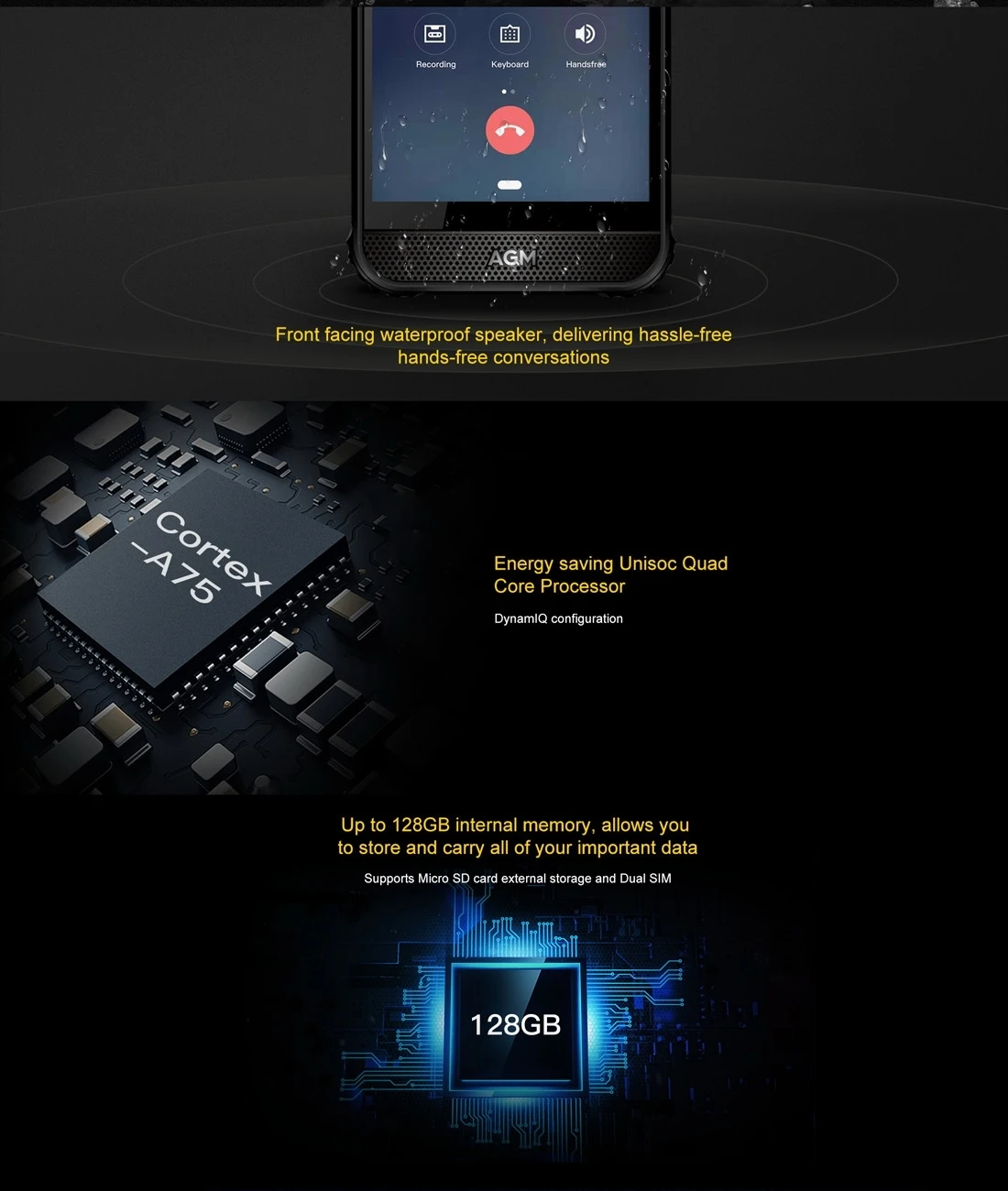 AGM A10 прочный телефон Android 9 смартфон 5 7 &quotЭкран Unisoc ums312 NFC 6 ГБ + 128 сзади Камера 13MP
