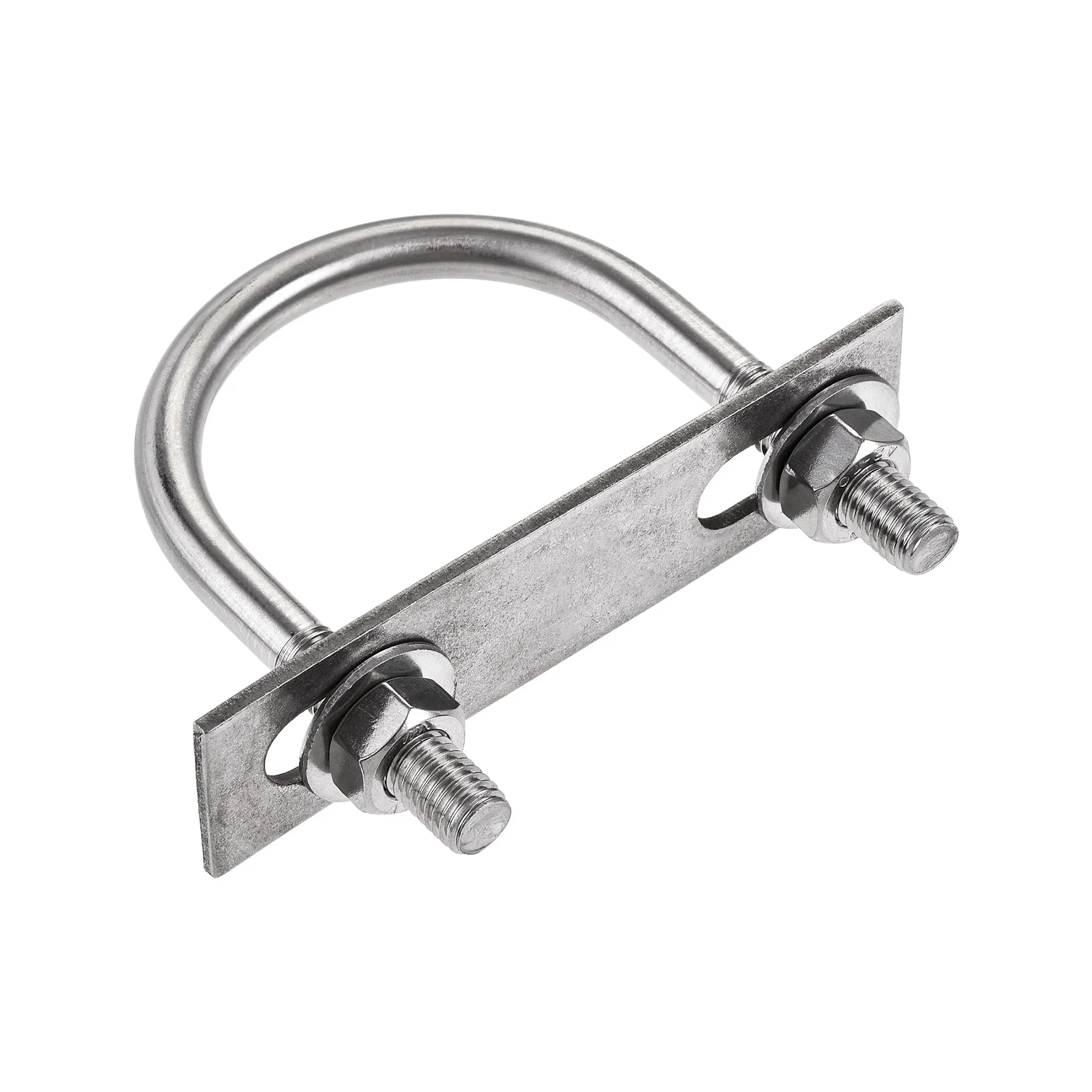 

Uxcell Round U-Bolt 2.44"(62mm) Inner Width 94mm Length Steel M10 with Nuts, Plate, Washers