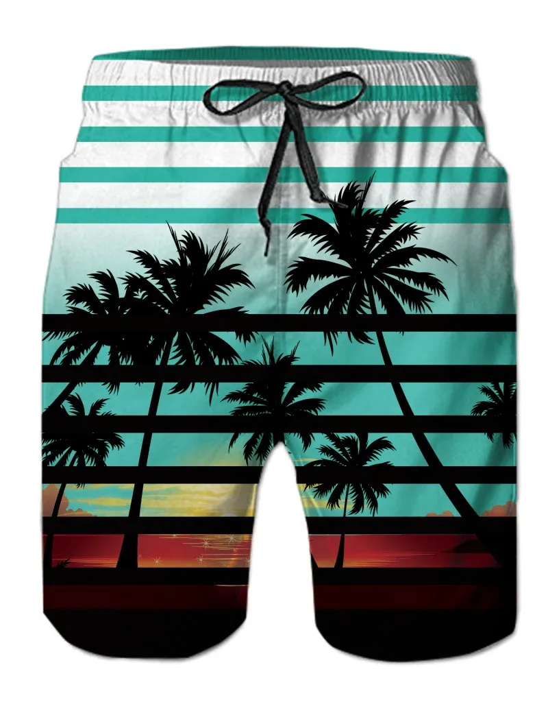 Шорты мужские быстросохнущие пляжные с 3D принтом фламинго|Мужские шорты| |