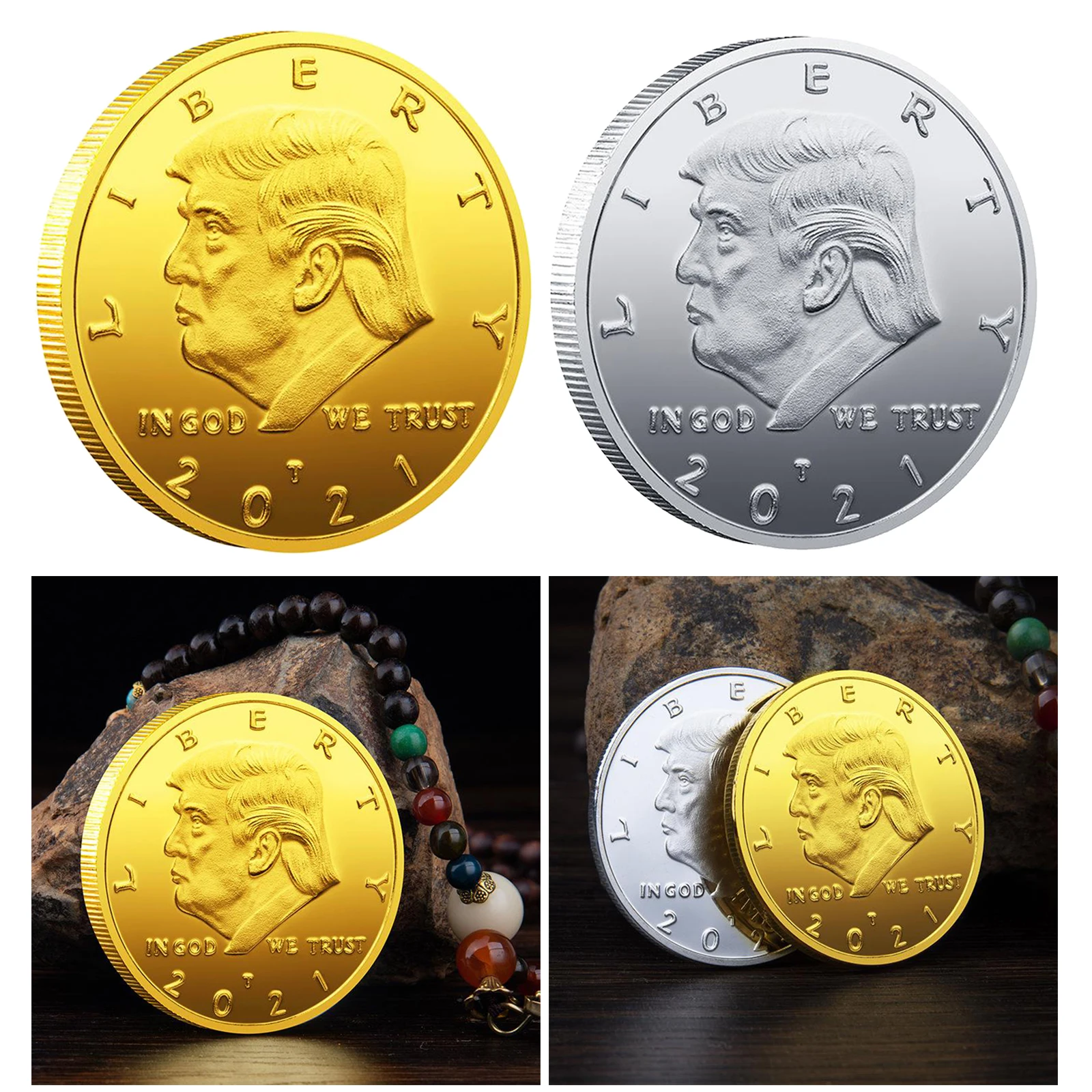 

Gold / Silver Plated Donald Trump Coin The Statue of Liberty