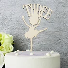 Деревянный Топпер для торта на день рождения балерины на заказ, персонализированные товары для украшения торта балерины на детский день рождения