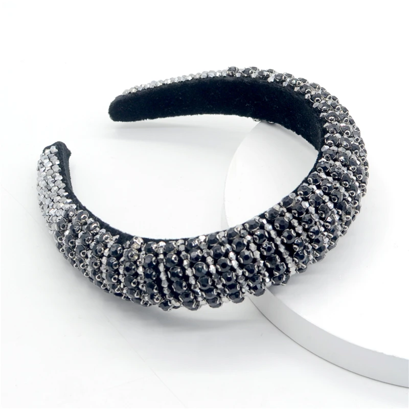 

Vintage luxury Crystal Hairbands Women Colorful rhinestone Bead Headbands Handmade Wide Hair Bands Ladies Accessories Ornament
