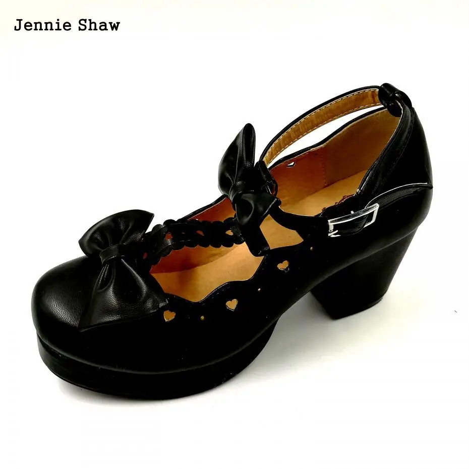 Обувь для косплея Lolita белого розового и черного цветов на высоком каблуке