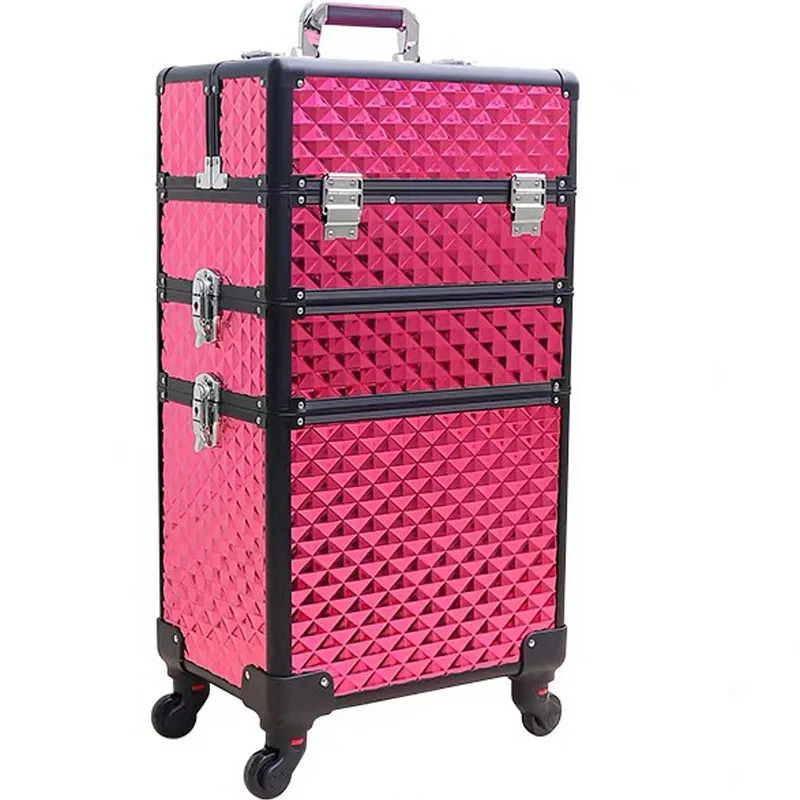 Makeup Case Cosmetics Travel Suitcase Rolling Luggage Bags Multilayer Storage Toolbox On Beauty Women Nail Tattoo Trolley Box