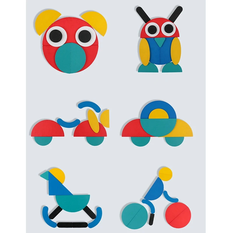 

Wooden Pattern Animals Jigsaw Shape Tangram Puzzle Sorting Andstacking Game Educational Toys for Toddlers