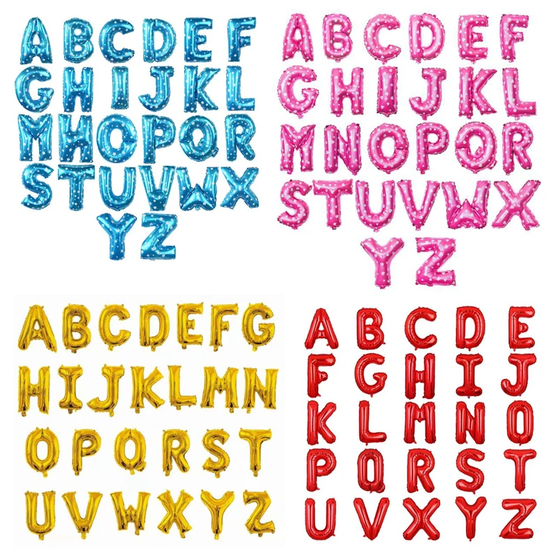 

1PC 16 Inch Gold Silver Red Rose Pink Blue Foil Letter Alphabet Balloons Wedding Birthday Party Decoration Baby Shower Supplies