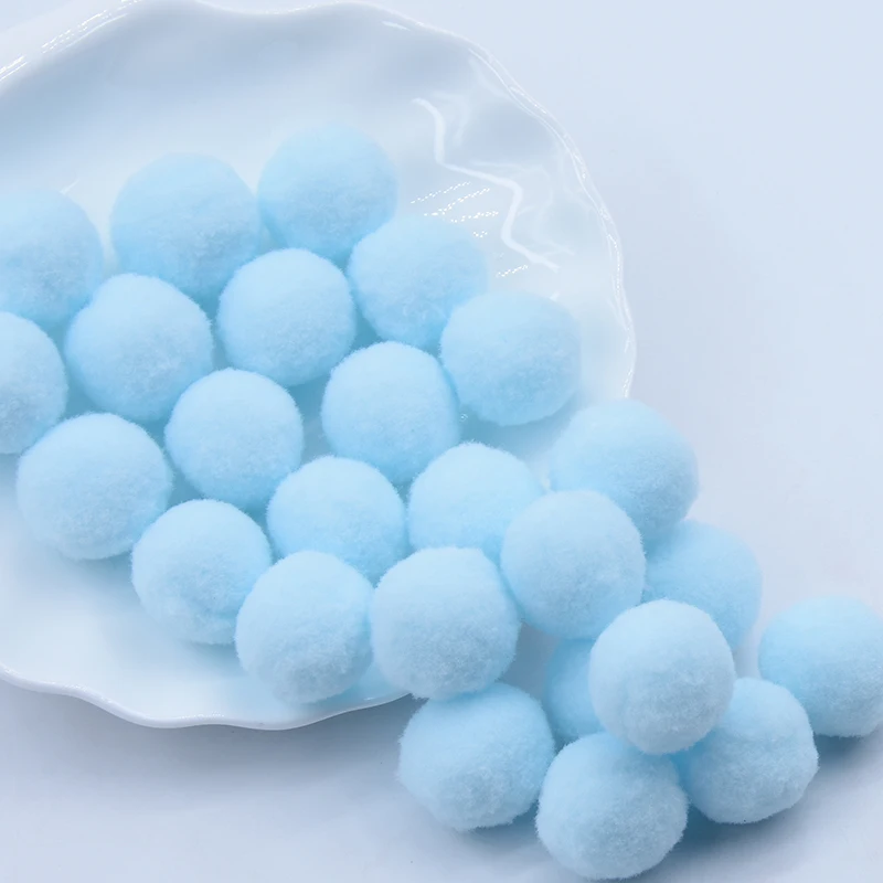 25mm25skyblue 50pcs Светильник, желтый, розовый, голубой помпон, меховые шарики, сделай сам, мягкие помпоны, помпоны для рукоделия, Свадебный декор, клей на ткани, аксессуары, 8 мм до 30 мм - Цвет: 25mm25skyblue 50pcs