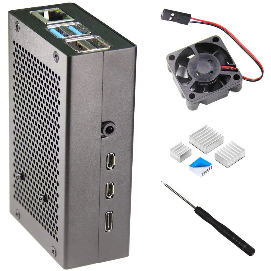 Raspberry Pi 4 Модель B черный темно-серый чехол из алюминиевого сплава корпус