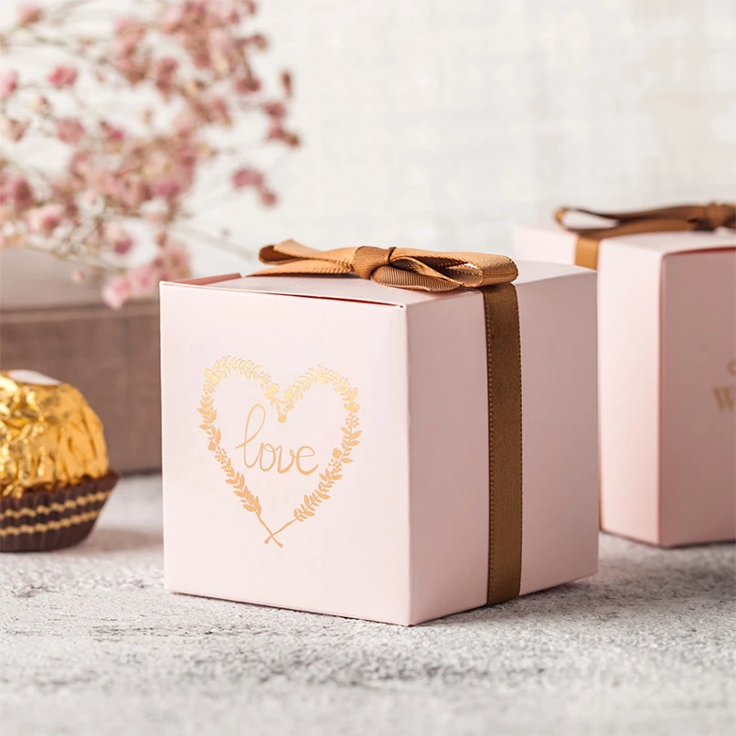 High-quality Love Wedding Gift Box Solid Color Bridesmaid Boxes Candy Ribbon Party Favors Decoration | Дом и сад