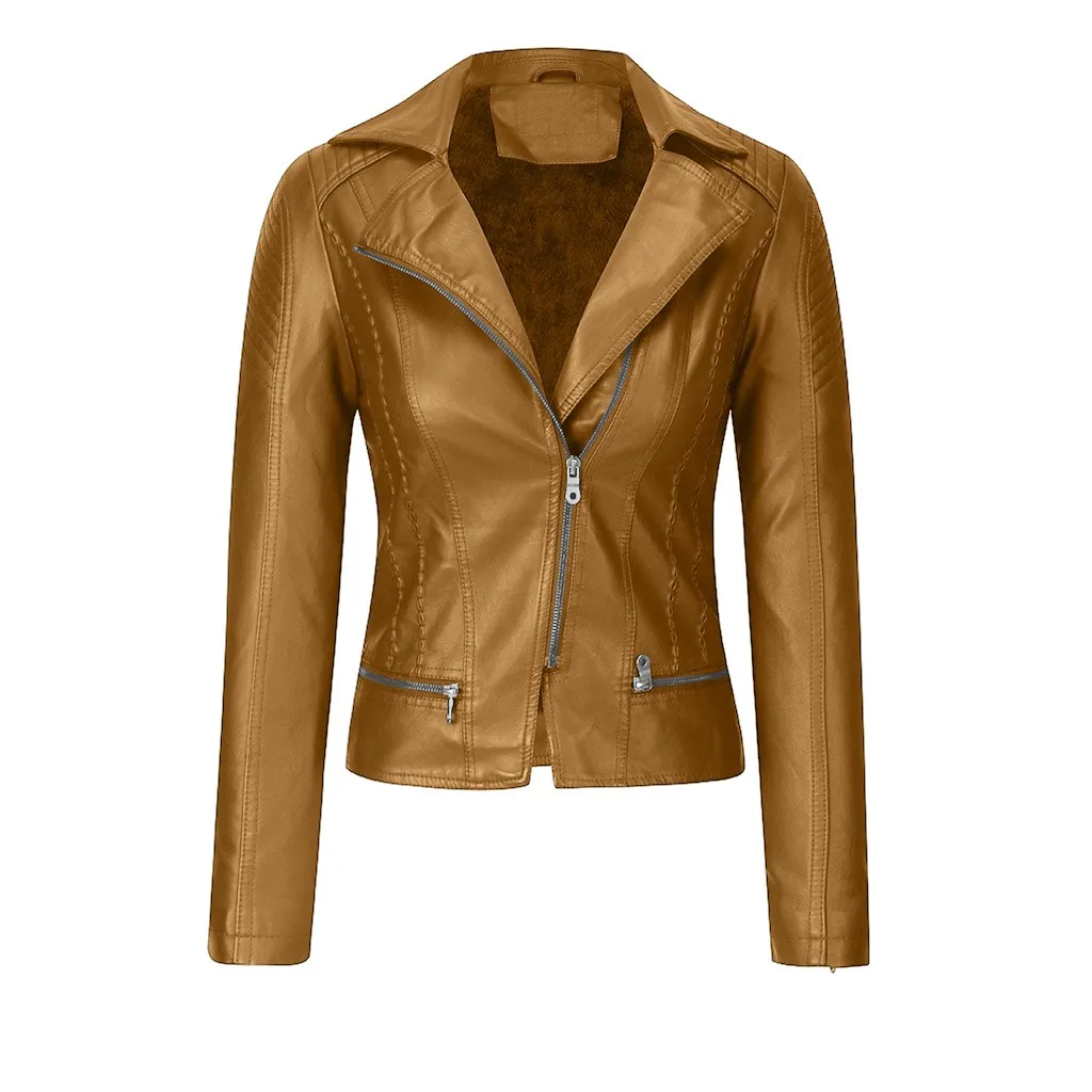 Женская модная куртка повседневное короткое пальто из искусственной кожи на