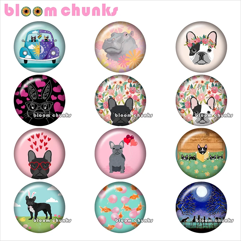 

dog cat bunny Round photo glass cabochon demo flat back Making findings 12mm/18mm/20mm/25mm B4565