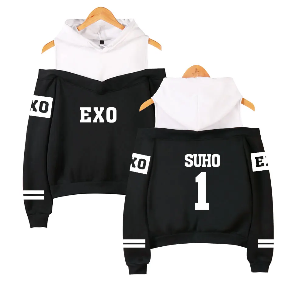 Классическая популярная Толстовка для женщин/девочек EXO KPOP худи с открытыми