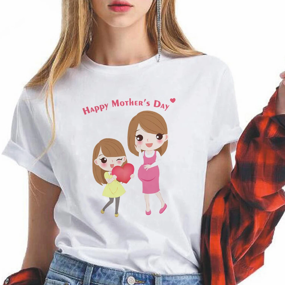 

Casual Women T-shirts Aesthetic Happy Mother Short Sleeve Top Tees We Love You Happy Printed Streetwear Simplicity Loose Tshirt