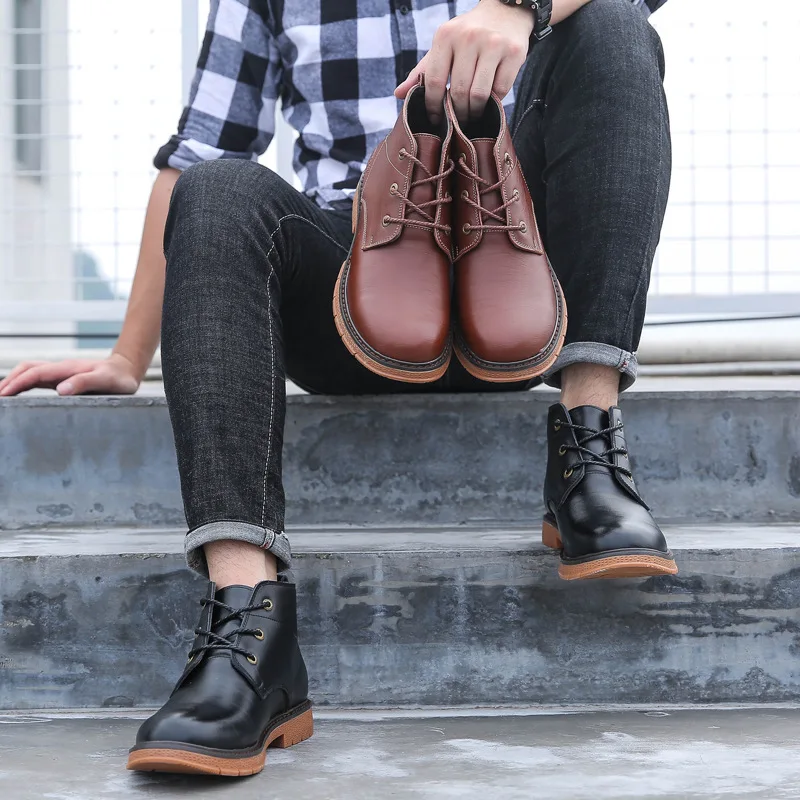 

2019 Autumn Early Winter Boots Men Genuine Leather Shoes Soft Comfortable Cow Leather Men Ankle Boots Male Footwear KA1851
