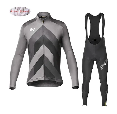 

Winter thermal fleece Cycling Clothes Warn men Jersey suit Jacket riding bike MTB clothing Bib Pants set ENCYMO
