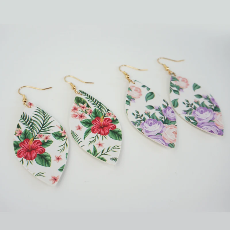 Модные серьги M &amp G из искусственной кожи с цветами для женщин висячие листьями