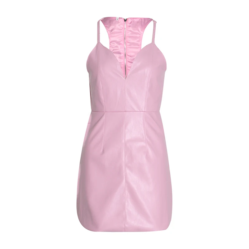 TWOTWINSTYLE платье с завязкой в виде банта для женщин на бретельках без рукавов с высокой талией из искусственной кожи женские летние Новые