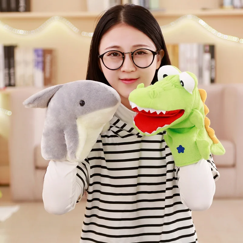 cute Tyrannosaur crocodile shark hand puppet toy animal mouth can move kindergarten children story telling activity gift for kid | Игрушки и