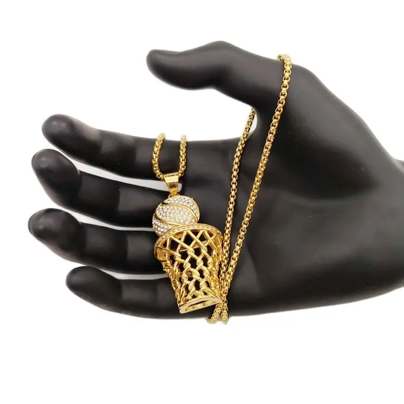 Ожерелье с кулоном в виде баскетбольной сетки из нержавеющей стали|pendant necklace|necklace