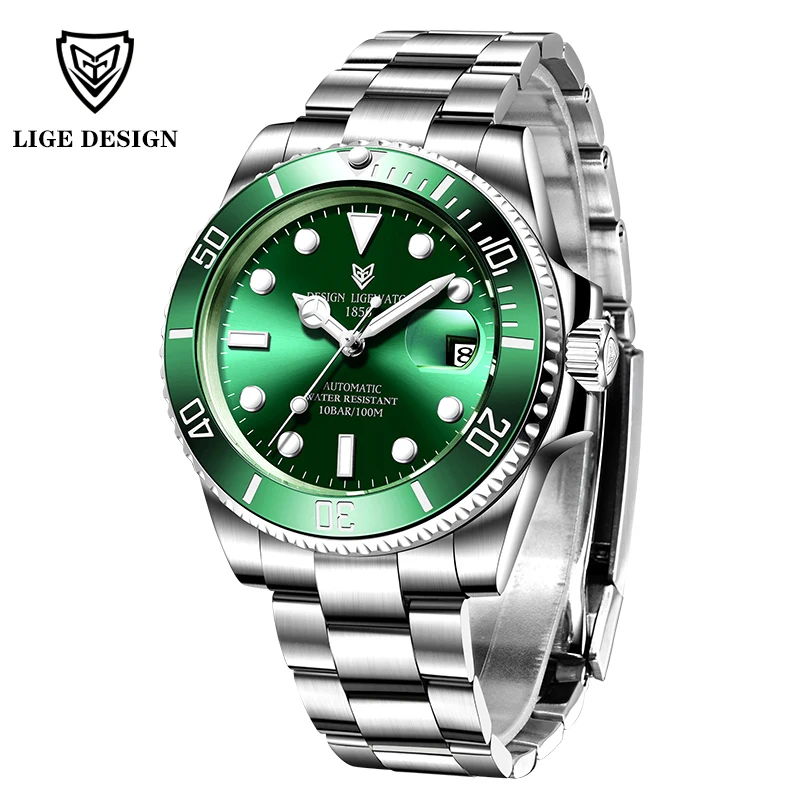 Мужские механические часы LIGE 2020 автоматические мужские роскошные деловые