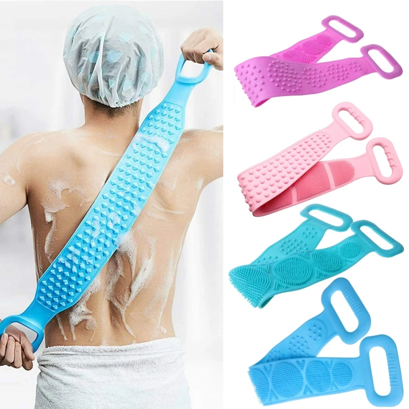 

Silicone Back Scrubber Towel Bath Body Brush Belt Double Sided Massage Strap