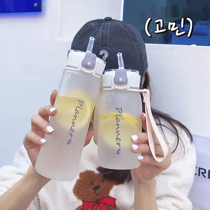 

Handy cup large capacity fall proof fresh simple men's and women's frosted water cup with straw student portable plastic cup