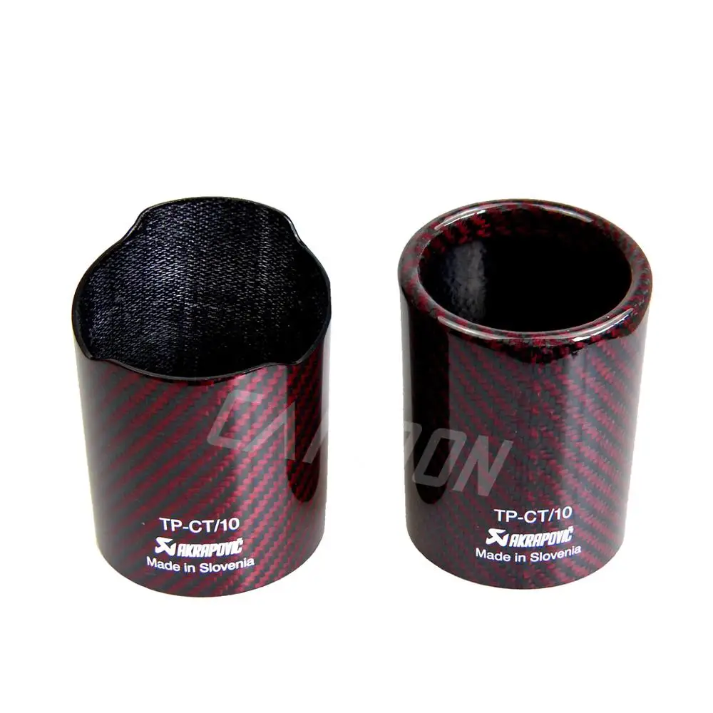 Akrapovic Logo Car Universal Exhaust Pipe Red and Twill Carbon Fiber Cover Muffler Tip case housing | Автомобили и мотоциклы