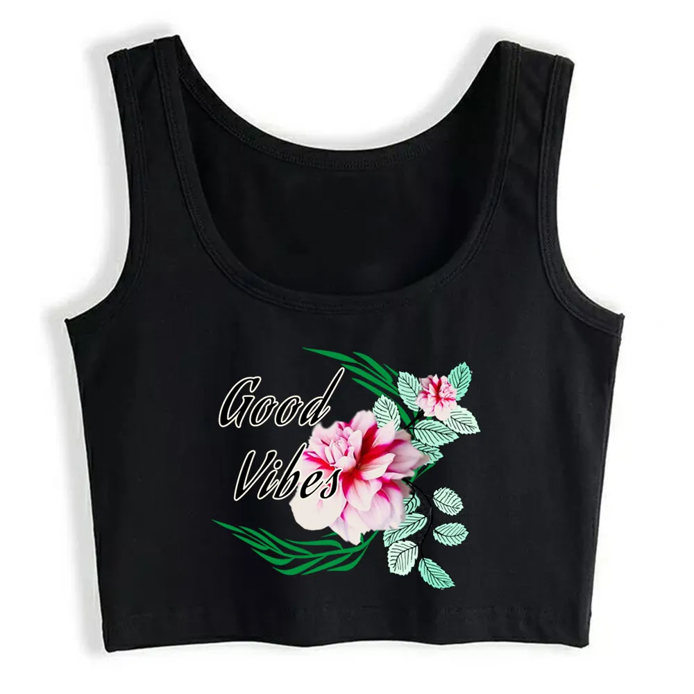 

Crop Top Female Good vibes Basic Harajuku Cotton Tops Women