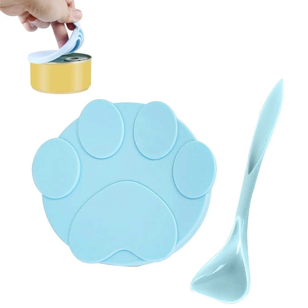 

Silicone Lid For Cans Reusable Seal Cover With 1 Pet Spoon For Dog Cat Food Storage Water Feeding Bowl Lids Portable Pet Supply