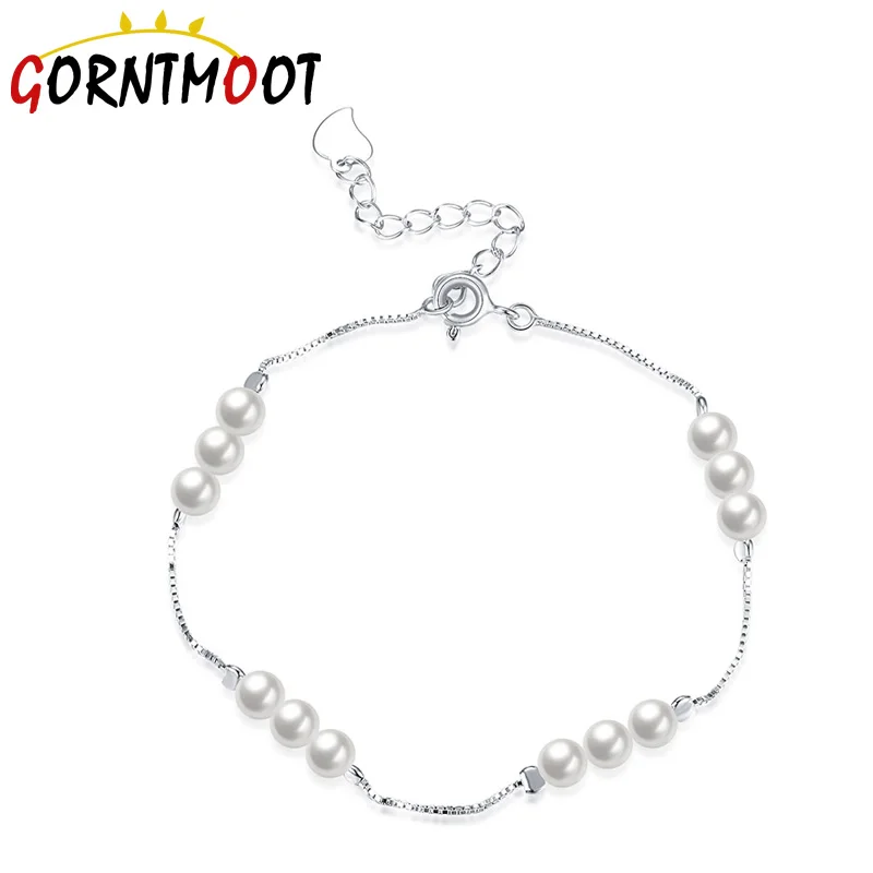 Жемчужная цепочка браслет из стерлингового серебра 925 OL Стиль маленький с