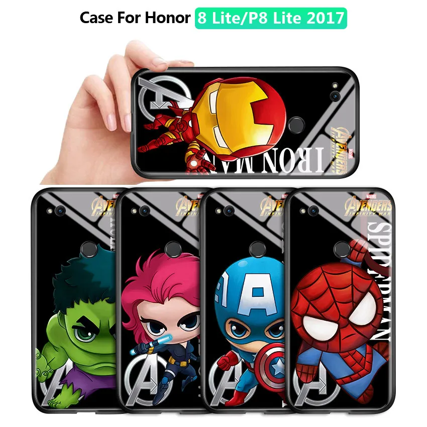 Чехол для Huawei Honor 8 lite P8 P9 Lite 2017 Gr3 мультяшный чехол Marvel Ironman Spiderman из глянцевого