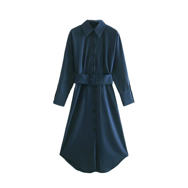 

Spring Coat Women Lapel Long Sleeve Blue Overcoat Coat Elegant Stitcing Loose Sashes Windbreaker Women Fashion Tide Comfortable