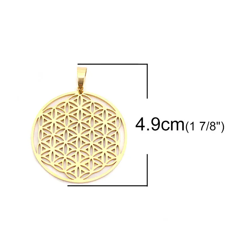 Подвески из нержавеющей стали круглый цветок жизни полые золотые подвески для