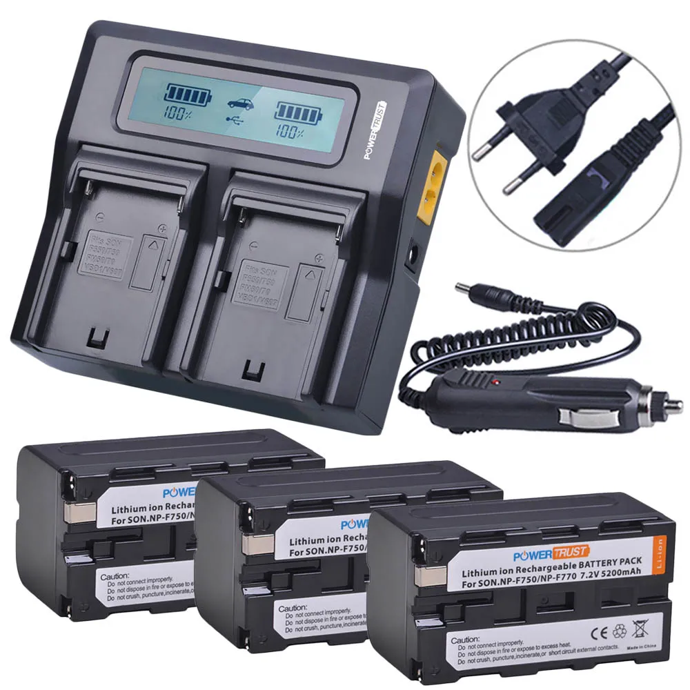 3Battery and Charger 5200 мА/ч, NP-F750 NP-F770 Батарея и ЖК-дисплей быстрое двойное Зарядное устройство для sony NPF750 NP F750 F730 F770 NP-F960 NP-F970 F960 F970 - Цвет: 3Battery and Charger