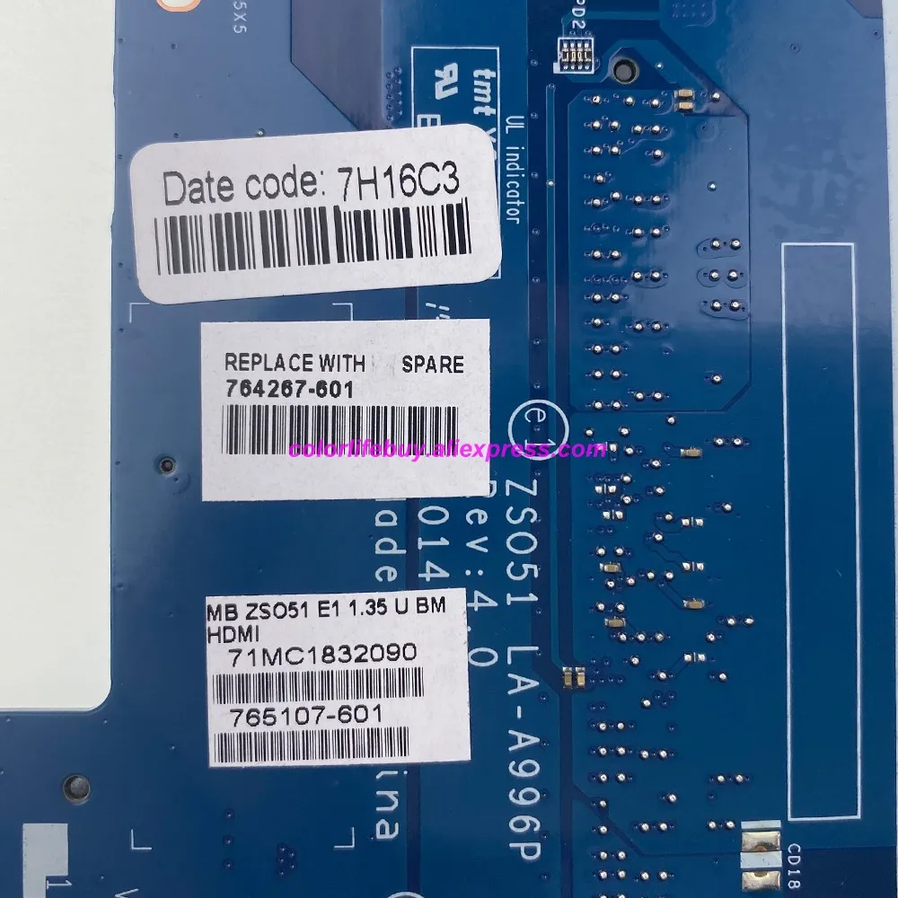 Оригинальная материнская плата 764267-501 764267-001 764267-601 UMA E1-6010 CPU ZSO51 для ноутбука HP 15-G