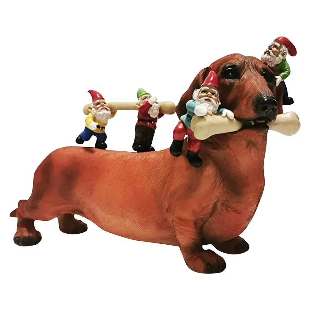 

Garden Gnome Statues Dachshund Dog Garden Resin Decor Dwarfs Statue Resin Craft Yard Decoration Flower Pot Accessories