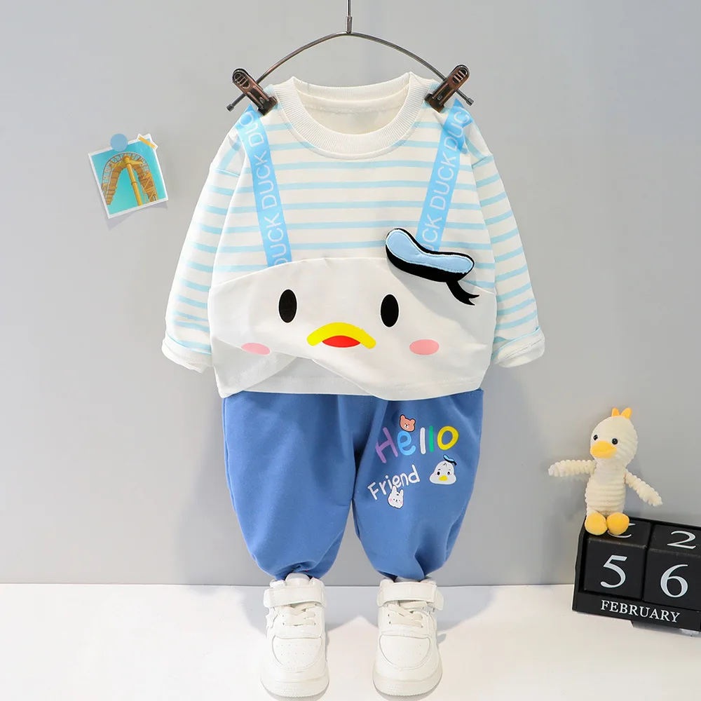 

Cute Kids Girls 2pcs Autumn Clothing Sets Children Striped Rabbit T-Shirt Pants Sets