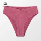 CUPSHE розовый ребристый купальник бикини с высокой талией для женщин, сексуальный купальник с высокой талией, Короткие 2022 раздельные бразильские Плавки бикини
