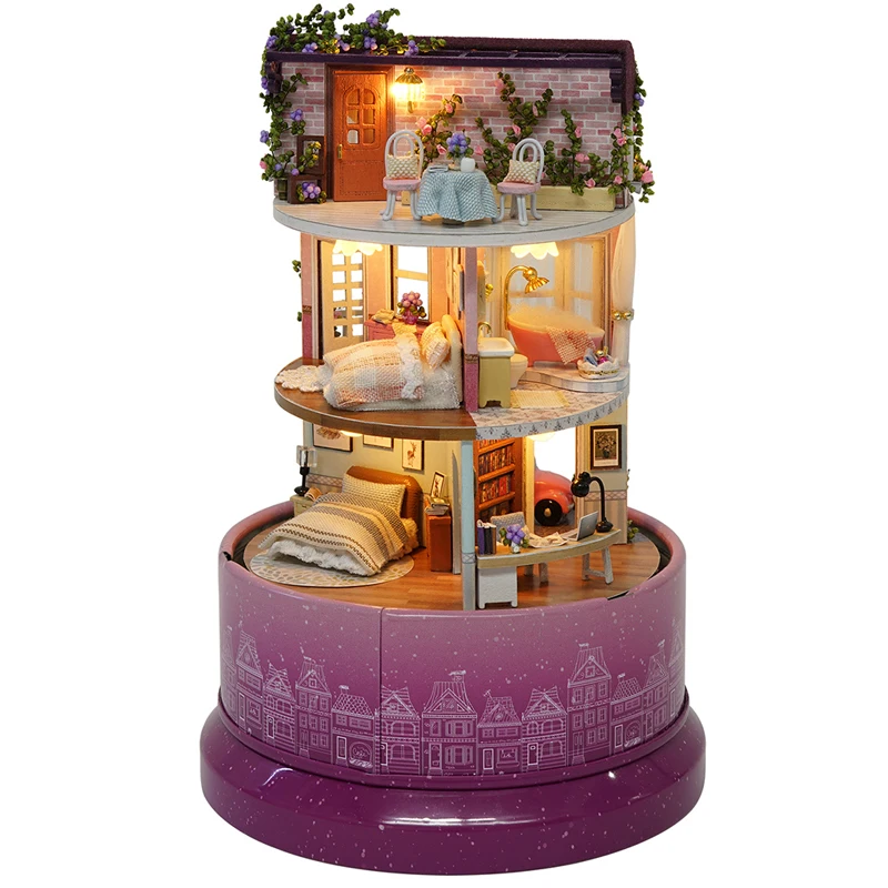 Roombox DIY Миниатюрный Музыкальный кукольный домик с мебелью деревянный