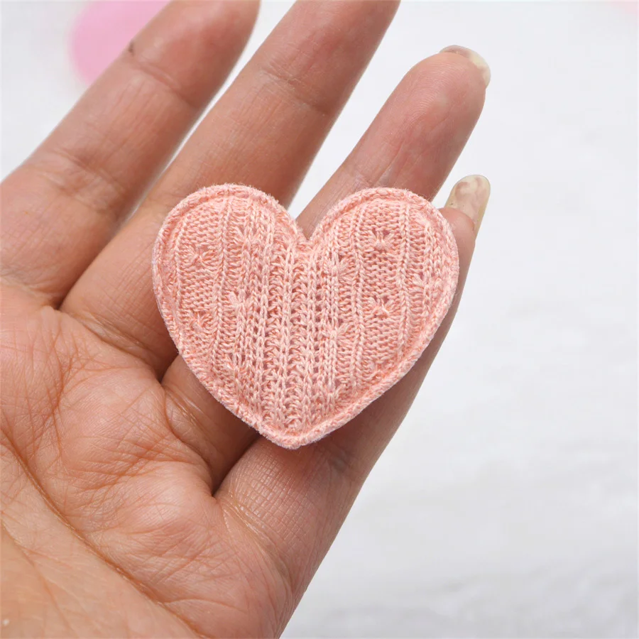 

40Pcs/Lot Crochet Heart Padded Appliques For DIY Handmade Children Hair Clip Accessories Hat Clothes Bag Brooch Patches New