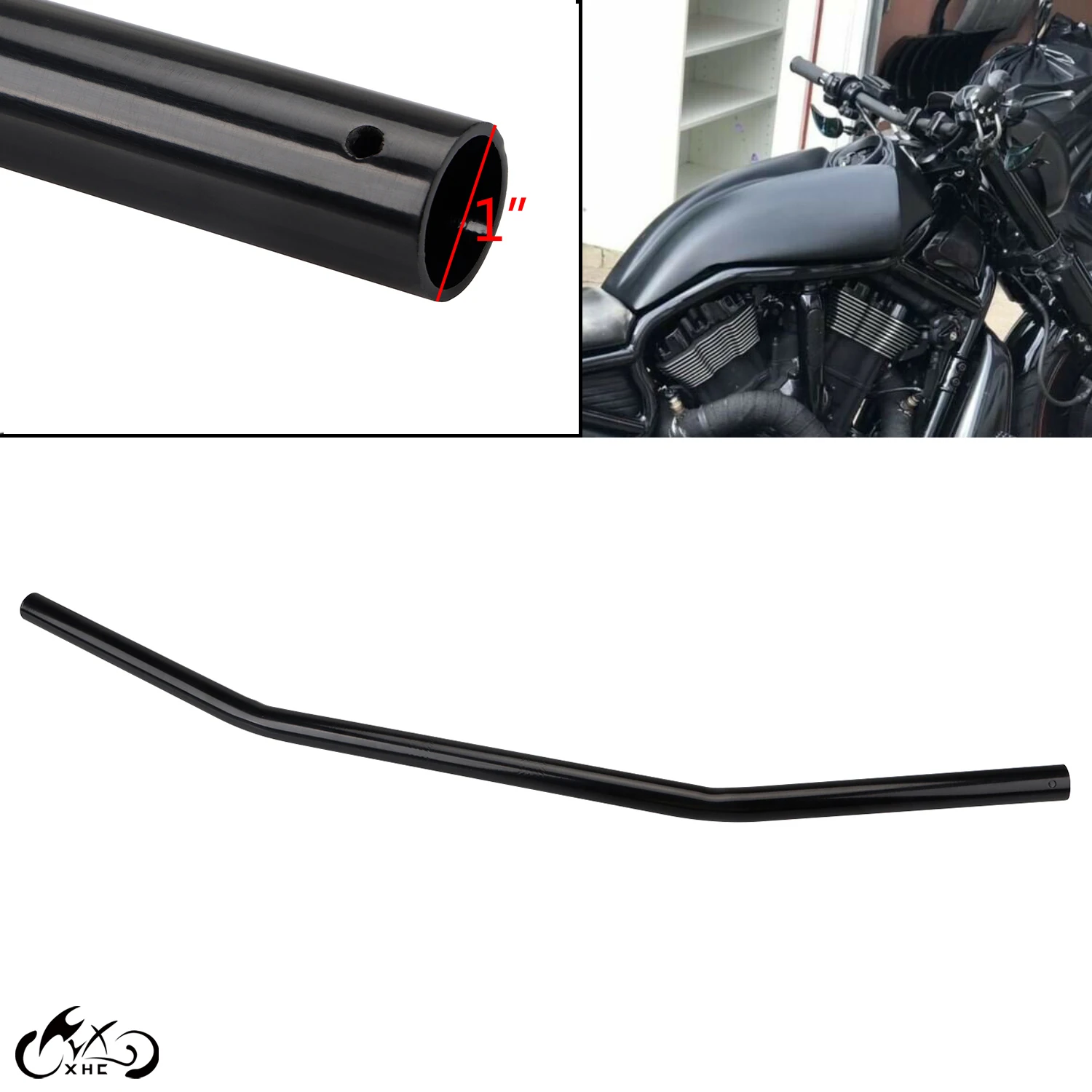 Черный глянцевый Железный руль для мотоцикла 1 дюйм 25 мм тяги на Harley Dyna Sportster XL 883