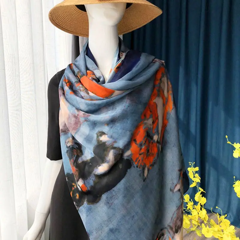 

High Quality Long 100% Silk Scarf Wraps 190x130cm Women Extra Large Silk Scarves Shawl Herringbone Pattern